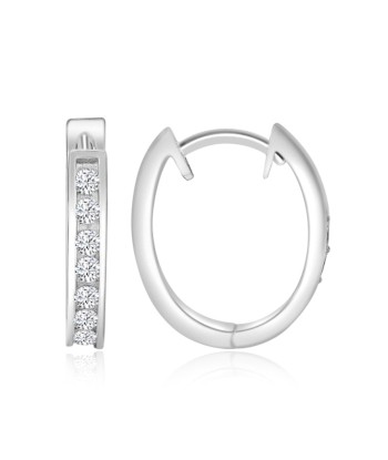 Silver Oval CZ Hoop Earrings en stock