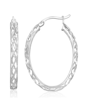 18mm Sterling Silver Elongated Cage Hoop Earrings commande en ligne