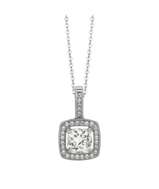 Cushion Halo CZ Sterling Silver Necklace meilleur choix