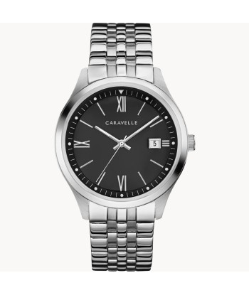 Caravelle Men's Black Dial Stainless Steel Dress Watch hantent personnes