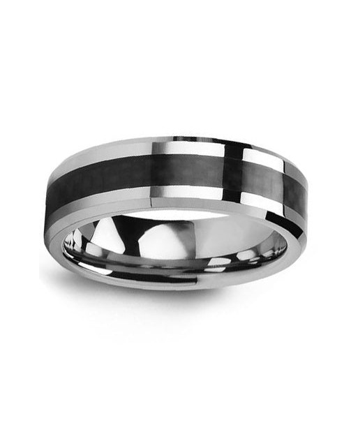 7mm Tungsten & Carbon Fiber Wedding Band Les êtres humains sont 