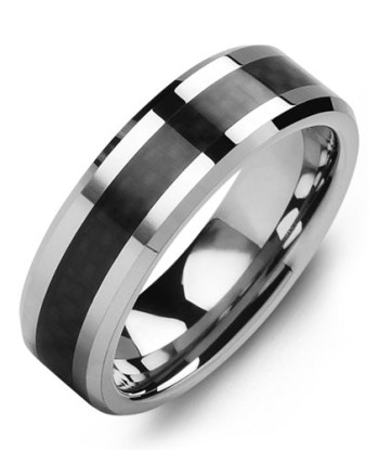 7mm Tungsten & Carbon Fiber Wedding Band Les êtres humains sont 