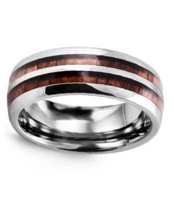 8mm Tungsten & Wood Wedding Band pas cher