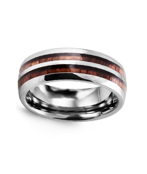 8mm Tungsten & Wood Wedding Band pas cher