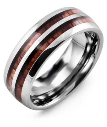 8mm Tungsten & Wood Wedding Band pas cher