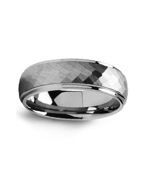 7mm Hammered Tungsten Wedding Band Economisez 