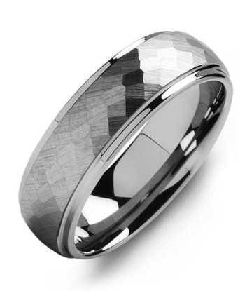 7mm Hammered Tungsten Wedding Band Economisez 