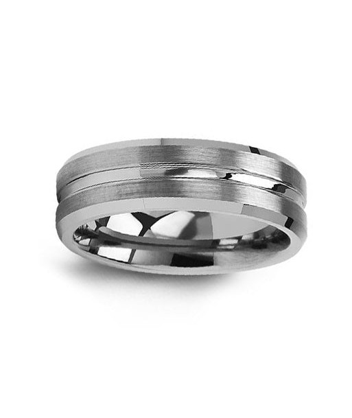 7mm Grooved Tungsten Wedding Band pour bénéficier 