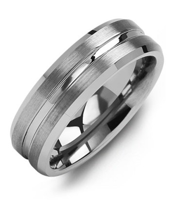 7mm Grooved Tungsten Wedding Band pour bénéficier 