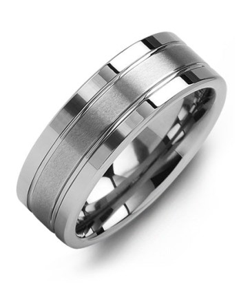 8mm Tungsten Double Line Wedding Band prix pour 