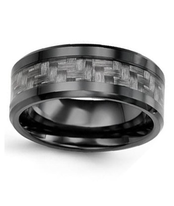 9mm Ceramic & Carbon Fiber Wedding Band la colonne vertébrale