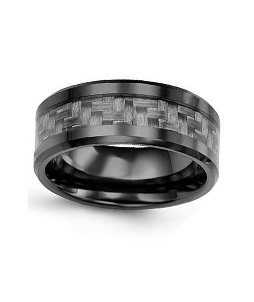 9mm Ceramic & Carbon Fiber Wedding Band la colonne vertébrale