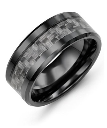 9mm Ceramic & Carbon Fiber Wedding Band la colonne vertébrale