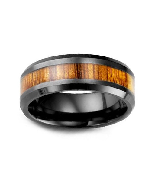 8mm Ceramic & Wood Wedding Band paiement sécurisé