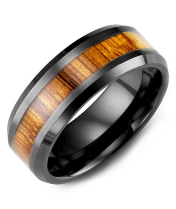 8mm Ceramic & Wood Wedding Band paiement sécurisé