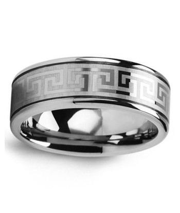 8mm Tungsten Greek Key Wedding Band destockage