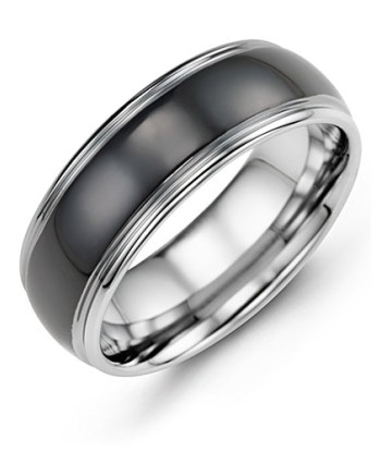 8mm Tungsten Black Polished Wedding Band vous aussi creer 