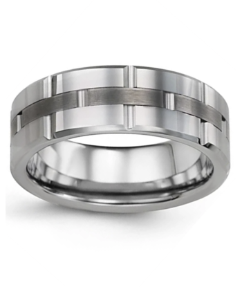 8mm Tungsten Grooved Wedding Band hantent personnes