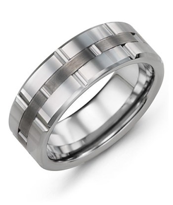 8mm Tungsten Grooved Wedding Band hantent personnes