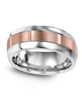 8.5mm Tungsten & Rose Gold Wedding Band basket pas cher