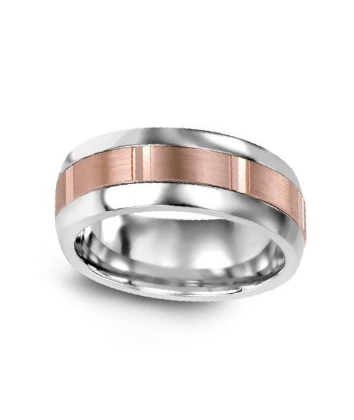 8.5mm Tungsten & Rose Gold Wedding Band basket pas cher