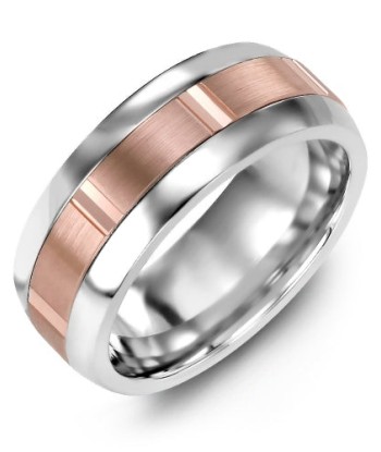 8.5mm Tungsten & Rose Gold Wedding Band basket pas cher