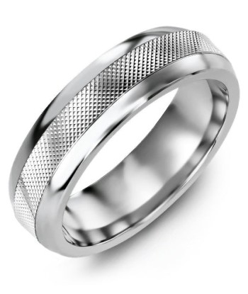 6mm Tungsten & White Gold Wedding Band JUSQU'A -70%! 