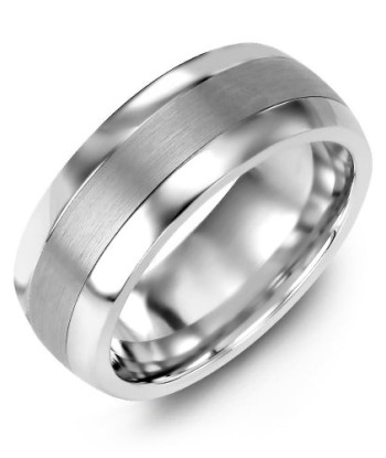 6mm Tungsten & White Gold Wedding Band hantent personnes