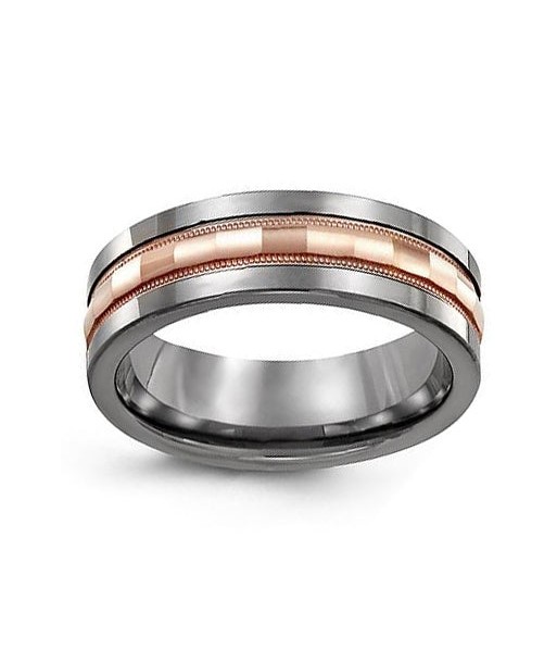 7mm Cobalt & Rose Gold Wedding Band solde