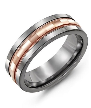 7mm Cobalt & Rose Gold Wedding Band solde