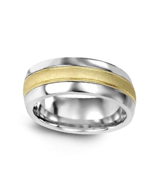 6.5mm Tungsten & Yellow Gold Wedding Band Pour