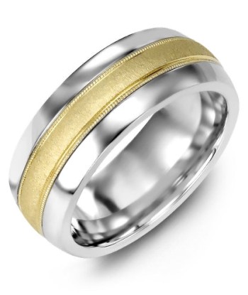 6.5mm Tungsten & Yellow Gold Wedding Band Pour