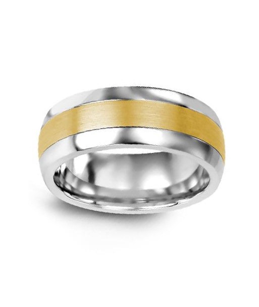 6.5mm Tungsten & Yellow Gold Wedding Band Comparez plus de prix