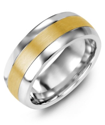 6.5mm Tungsten & Yellow Gold Wedding Band Comparez plus de prix