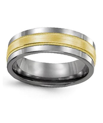 7mm Tungsten & Yellow Gold Wedding Band hantent personnes