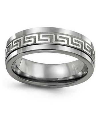 7mm Greek Key Cobalt & White Gold Wedding Band en linge