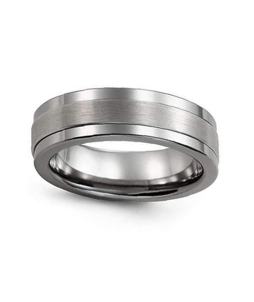 7mm Tungsten & White Gold Wedding Band france