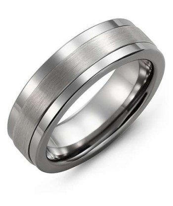 7mm Tungsten & White Gold Wedding Band france