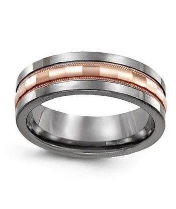 7mm Tungsten & Rose Gold Wedding Band Venez découvrir notre 