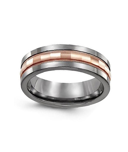 7mm Tungsten & Rose Gold Wedding Band Venez découvrir notre 