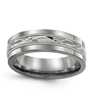 7mm Tungsten & White Gold Wedding Band rembourrage situé sous