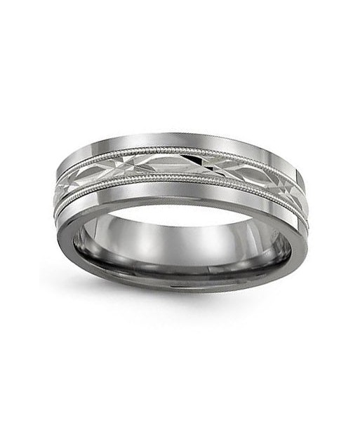 7mm Tungsten & White Gold Wedding Band rembourrage situé sous