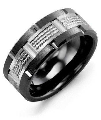 9mm Ceramic & White Gold Wedding Band À commander