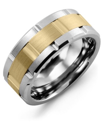 9mm Tungsten & Yellow Gold Wedding Band À commander