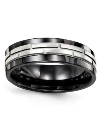 9mm Ceramic & White Gold Wedding Band pas cher 