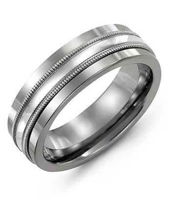 9mm Tungsten & White Gold Wedding Band sélection de produits