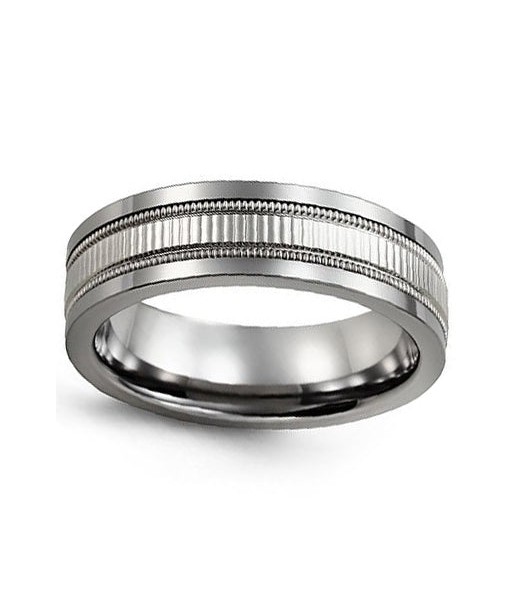 9mm Tungsten/White Gold Wedding Band Pour