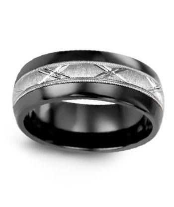 8.5mm Ceramic & White Gold Wedding Band Comparez et commandez 