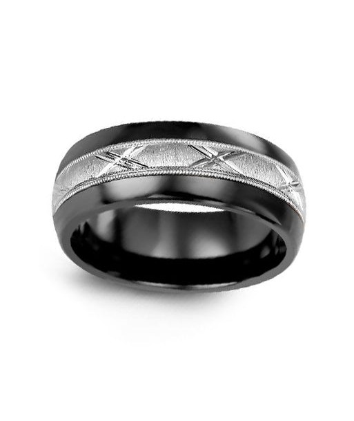 8.5mm Ceramic & White Gold Wedding Band Comparez et commandez 