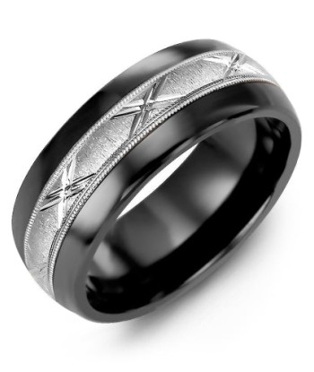 8.5mm Ceramic & White Gold Wedding Band Comparez et commandez 